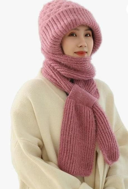 Integrated Ear Protection Windproof Cap Scarf - Winter Warm Knitted Hat Scarf